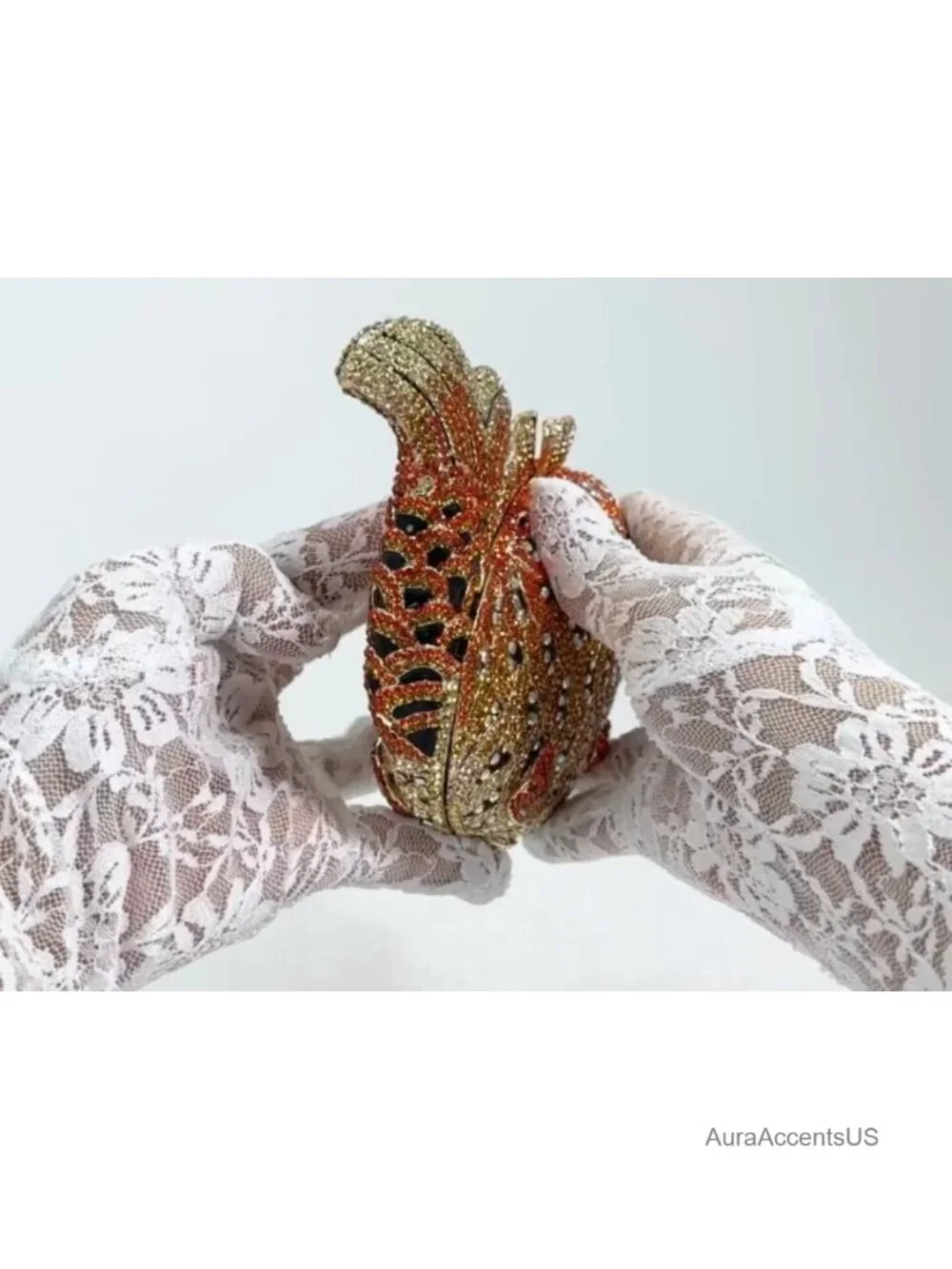 Crystal Rhinestones Fish Clutch Sparkling Evening Purse Mini Chain Shoulder Bag
